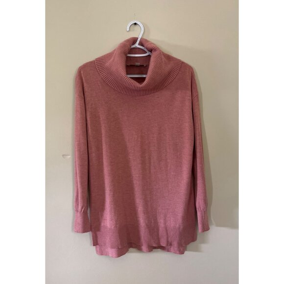 Loft Womens Small Pink Sweater Ribbed Cowl Neck Long Sleeve Knitted - Picture 1 of 4